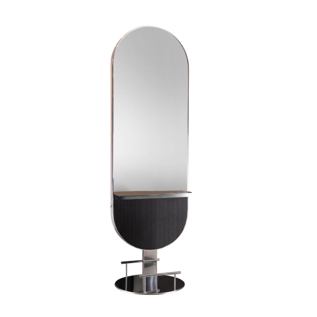 Зеркало OVALE CENTRALE WOOD GOLD/BLACK/WHITE LED — фото и характеристики Maletti