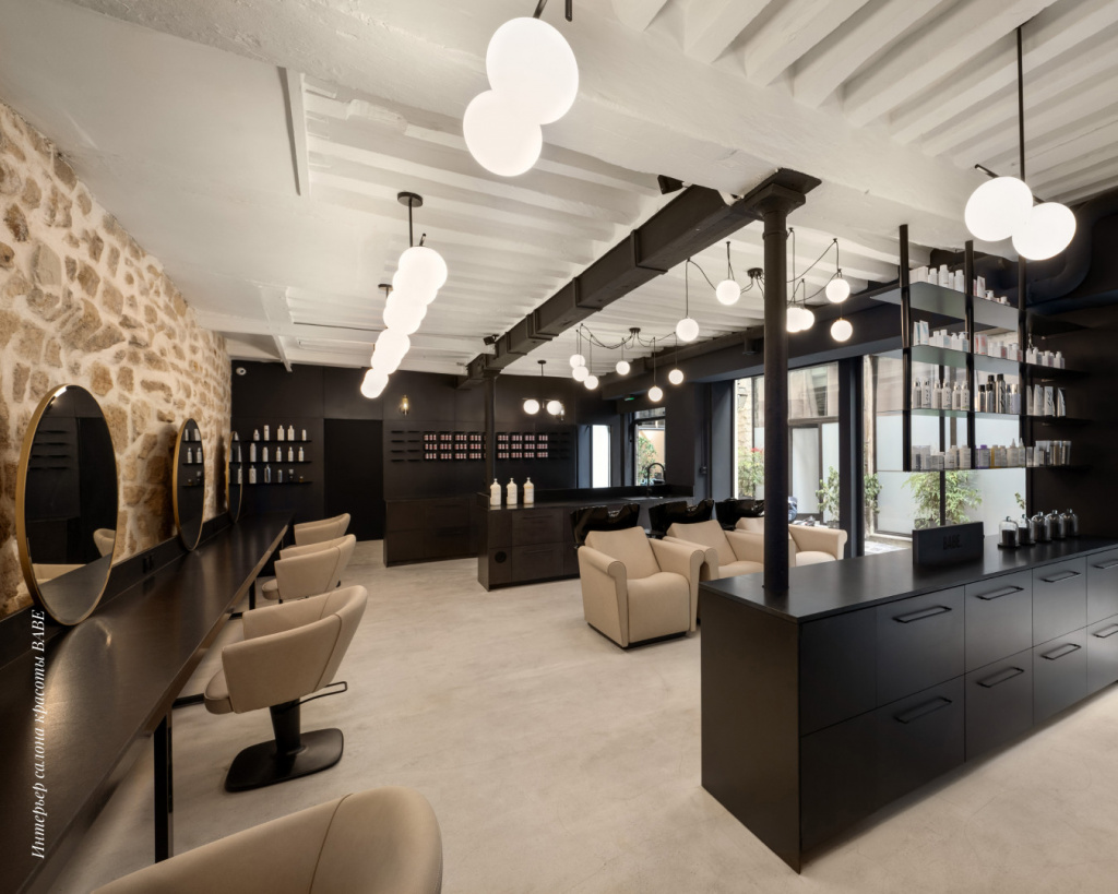 интерьер салона красоты оборудованный мебелью Maletti